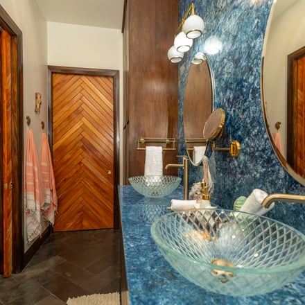 Ocean-inspired bathroom tilework
